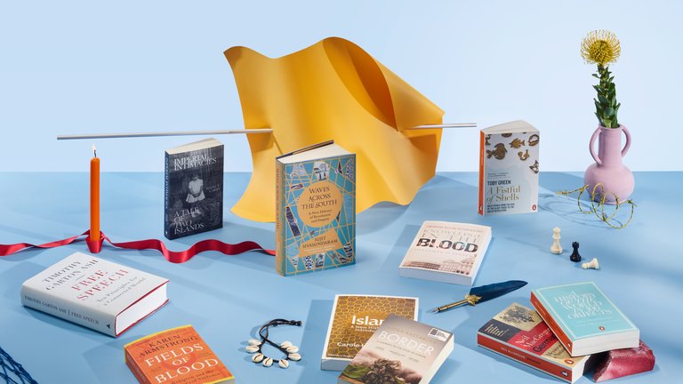 Display of books that have won the British Academy Book Prize